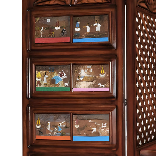 Biombo Rústico Pintado con Exvotos Insertados