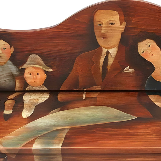 Banca Rústica de Iglesia Con Obra de Arte Abel Quezada