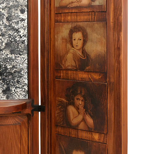 Biombo Rústico con Pintura de Da Vinci