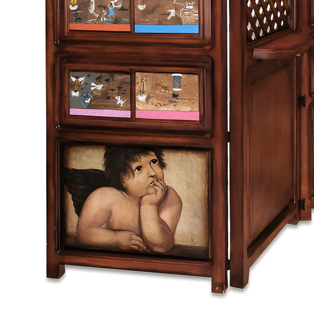 Biombo Rústico Pintado con Exvotos Insertados